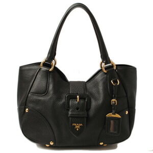 Prada VIT DAINO Shoulder Bag Deerskin Leather Nero Black